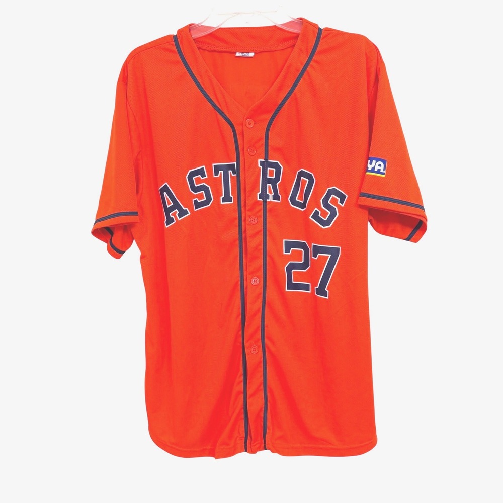 Houston Astros Jose Altuve 27 Baseball Jersey Mens XL Orange Goya Patch MLB